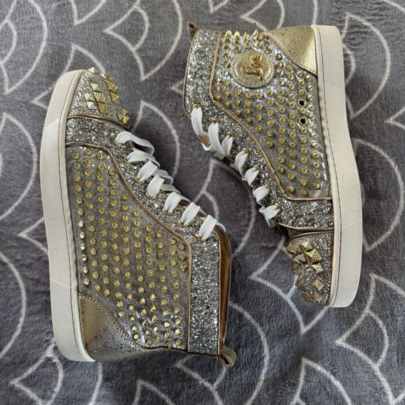 Christian Louboutin High Top Sneaker Flat Spikes Crystals Stra Men\'s Sz EU43 main image 9